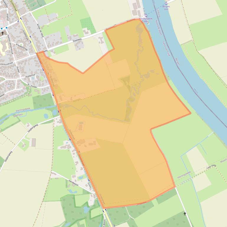 Kaart van postcodegebied 5821AD.