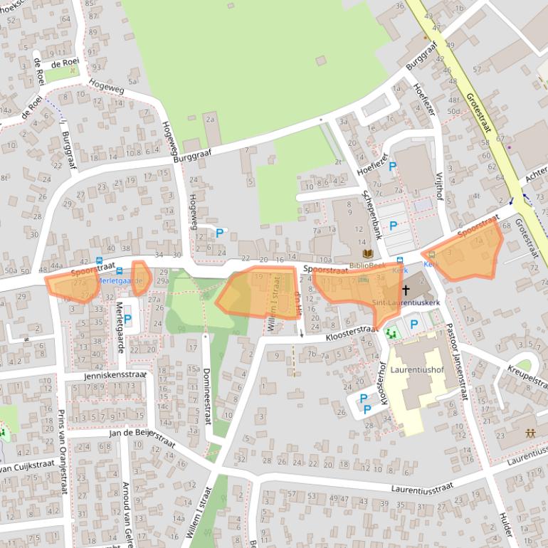 Kaart van postcodegebied 5821BB.