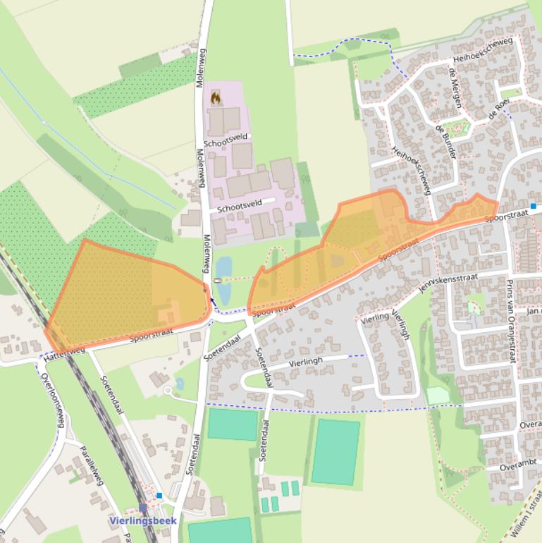 Kaart van postcodegebied 5821BE.