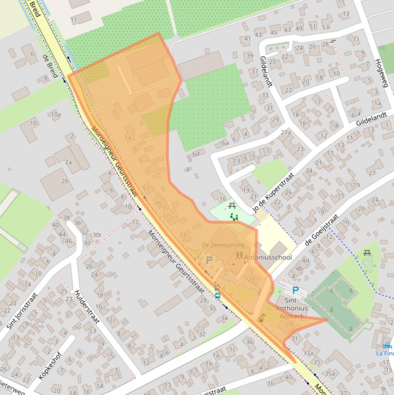 Kaart van postcodegebied 5823AB.