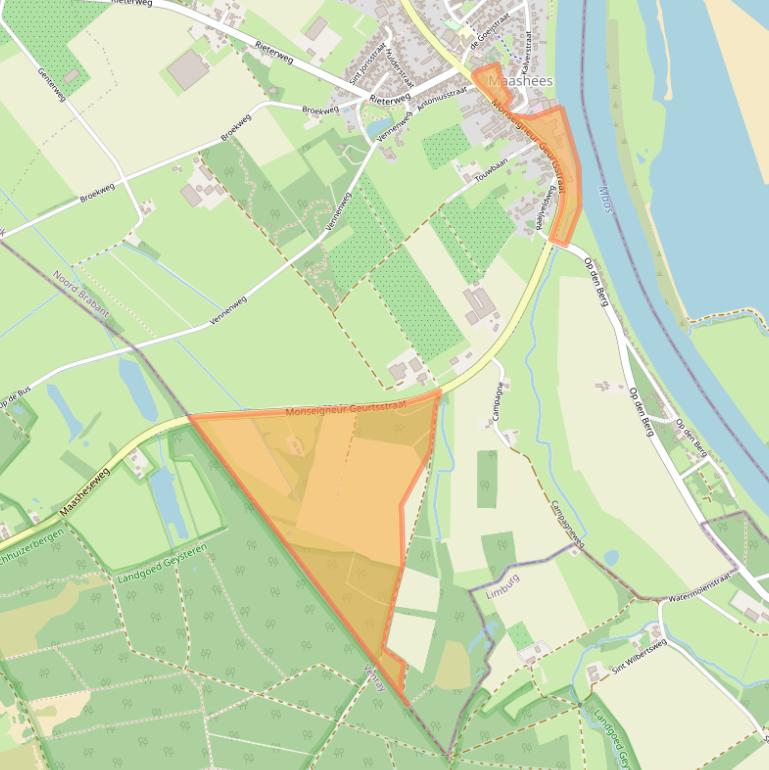 Kaart van postcodegebied 5823AC.