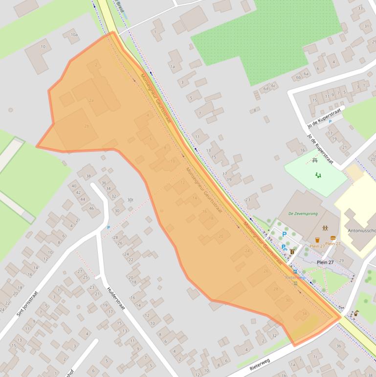 Kaart van postcodegebied 5823AD.