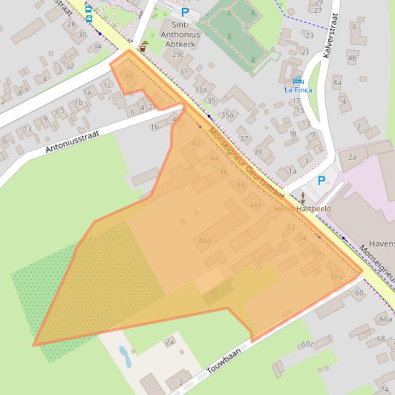 Kaart van postcodegebied 5823AE.