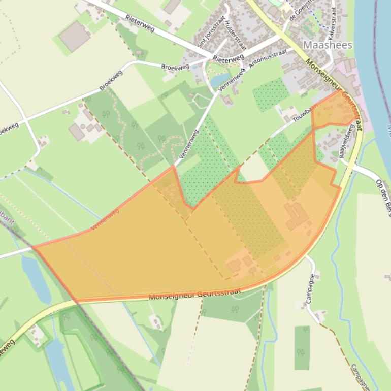 Kaart van postcodegebied 5823AG.