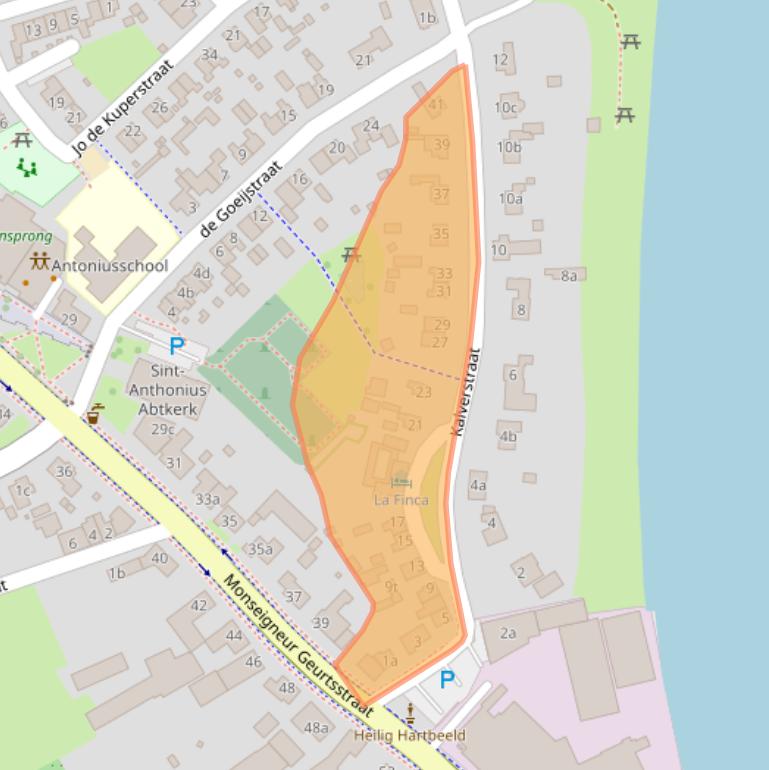 Kaart van postcodegebied 5823AJ.