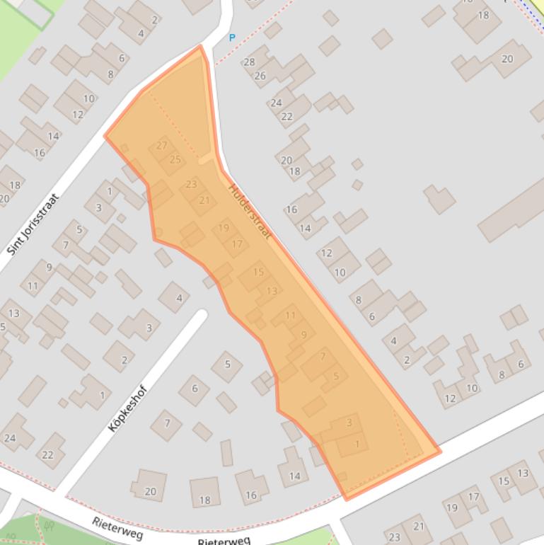 Kaart van postcodegebied 5823AN.