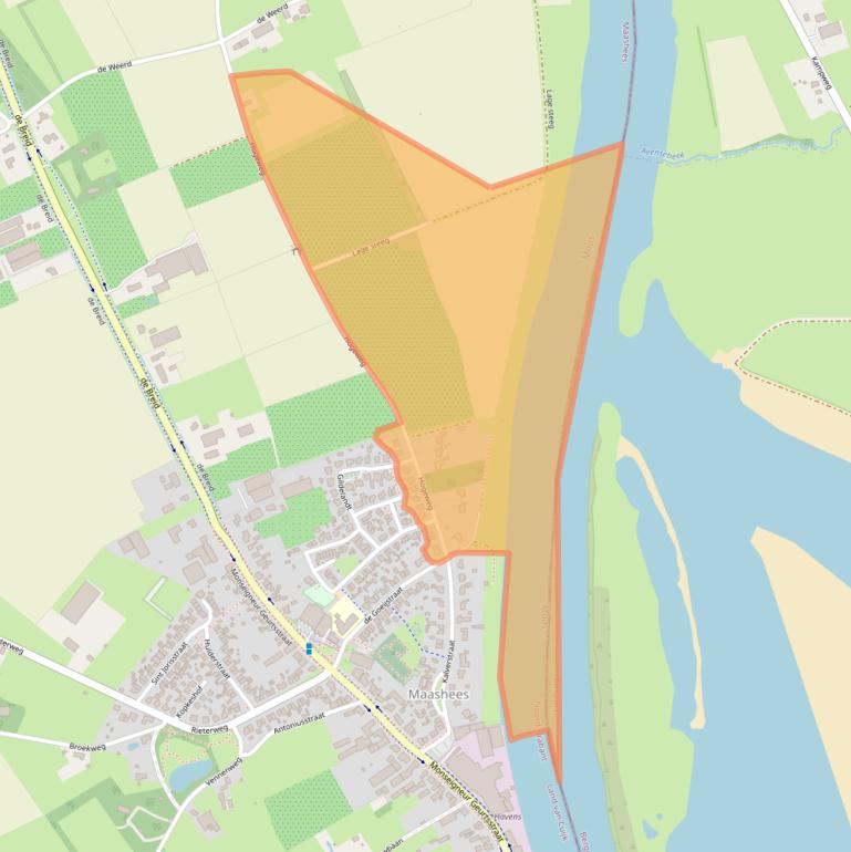 Kaart van postcodegebied 5823CD.