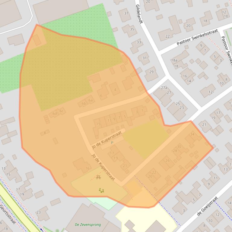 Kaart van postcodegebied 5823CL.