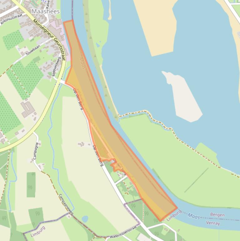 Kaart van postcodegebied 5823CZ.