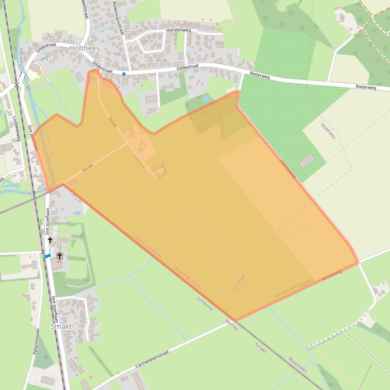 Kaart van postcodegebied 5824AC.