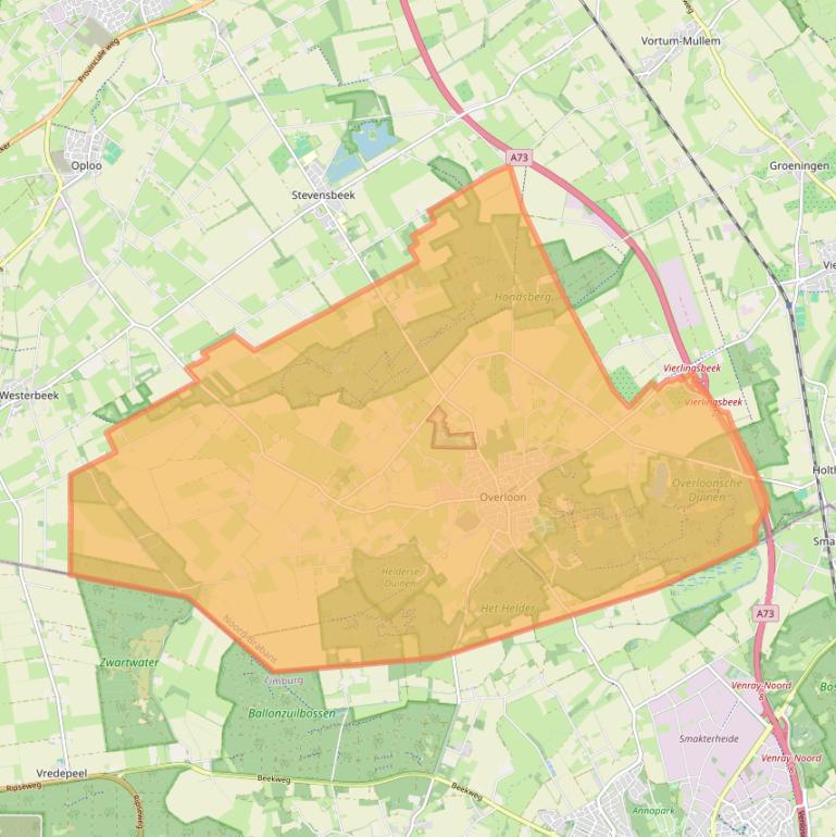 Kaart van postcodegebied 5825.