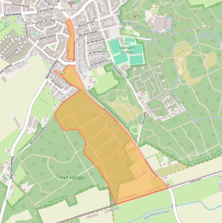 Kaart van postcodegebied 5825AC.