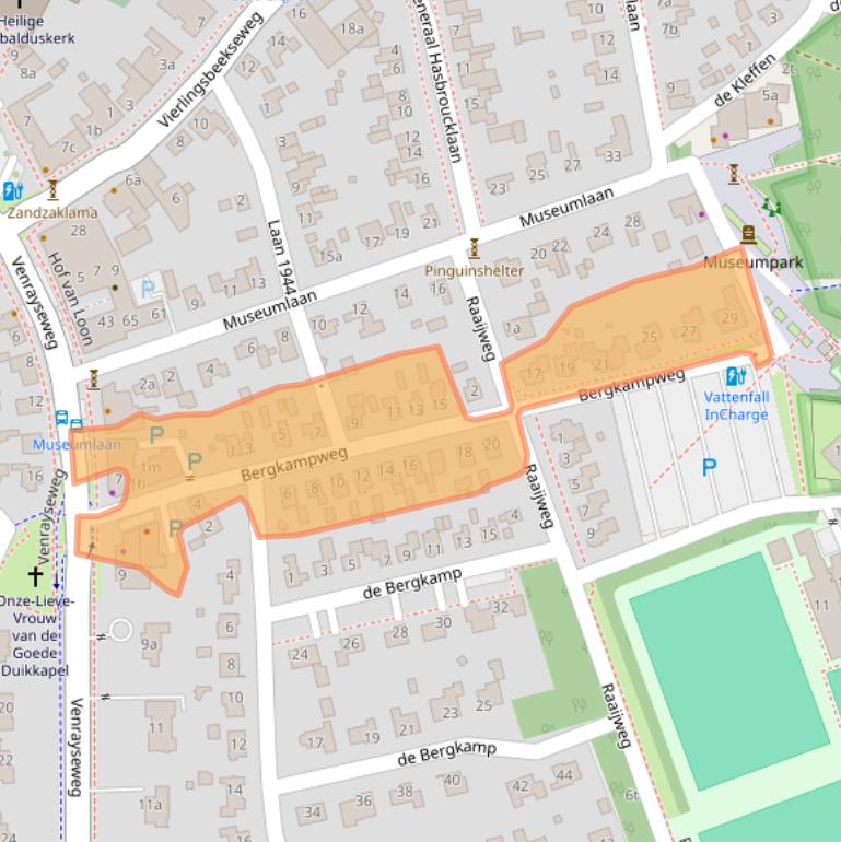 Kaart van postcodegebied 5825AD.