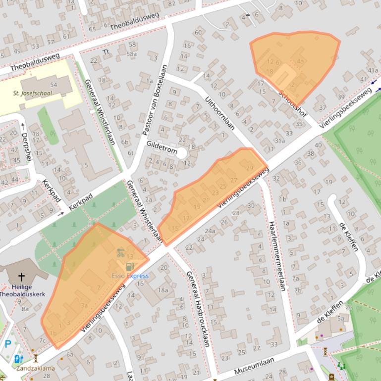 Kaart van postcodegebied 5825AS.