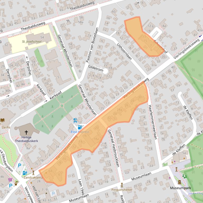 Kaart van postcodegebied 5825AW.