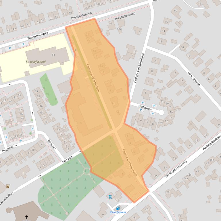 Kaart van postcodegebied 5825AZ.