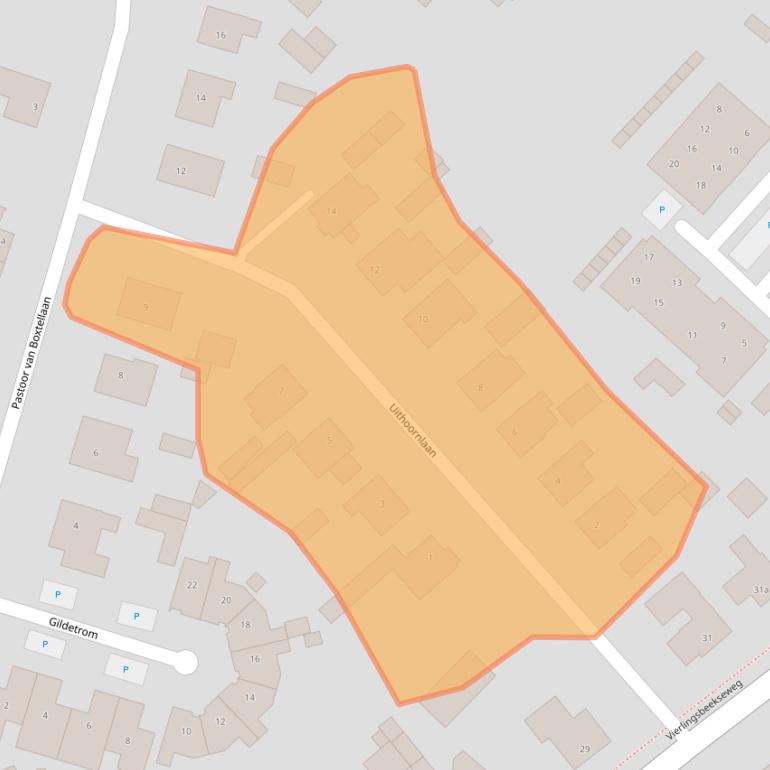 Kaart van postcodegebied 5825BB.