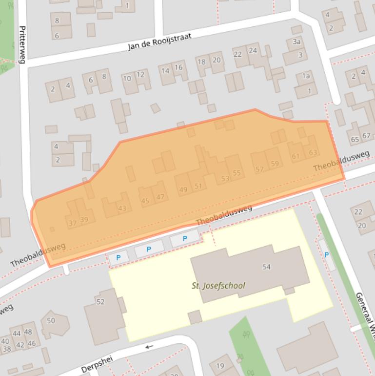 Kaart van postcodegebied 5825BJ.