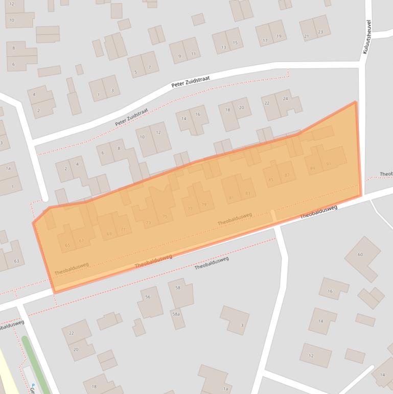 Kaart van postcodegebied 5825BK.