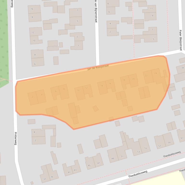 Kaart van postcodegebied 5825BN.