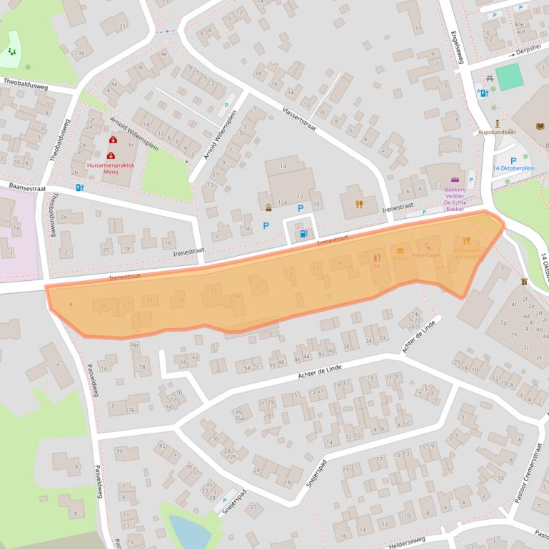Kaart van postcodegebied 5825CA.