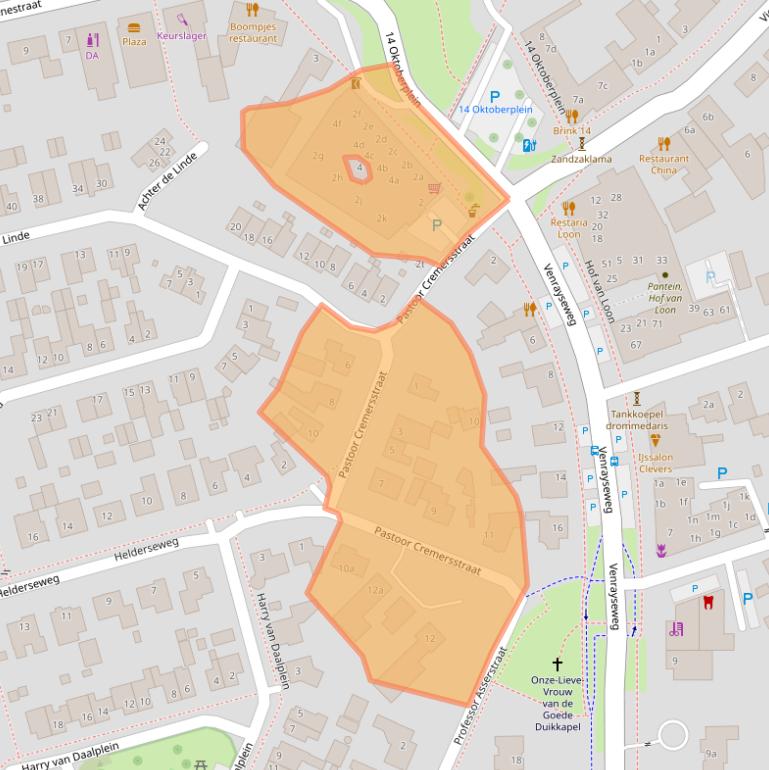 Kaart van postcodegebied 5825CH.