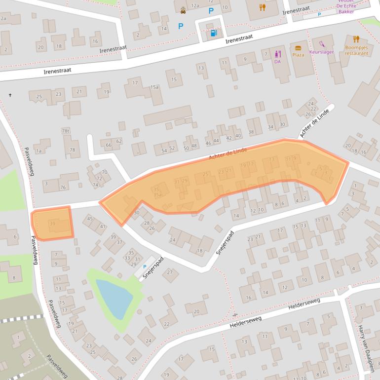 Kaart van postcodegebied 5825CL.