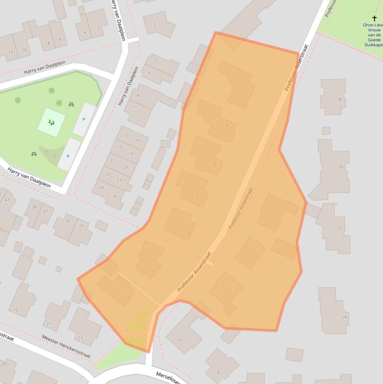 Kaart van postcodegebied 5825CR.