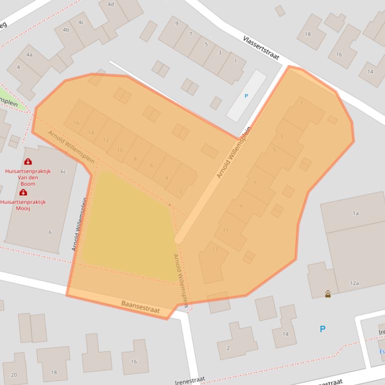 Kaart van postcodegebied 5825CZ.