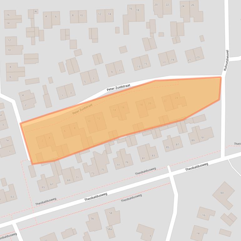 Kaart van postcodegebied 5825EA.