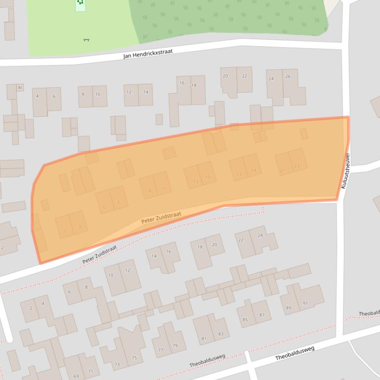 Kaart van postcodegebied 5825EB.