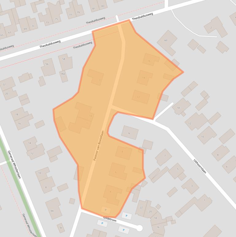 Kaart van postcodegebied 5825JK.