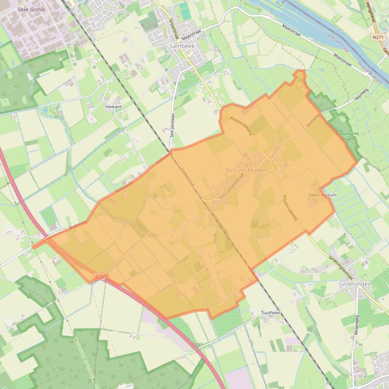 Kaart van postcodegebied 5827.