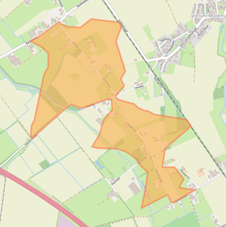 Kaart van postcodegebied 5827BA.