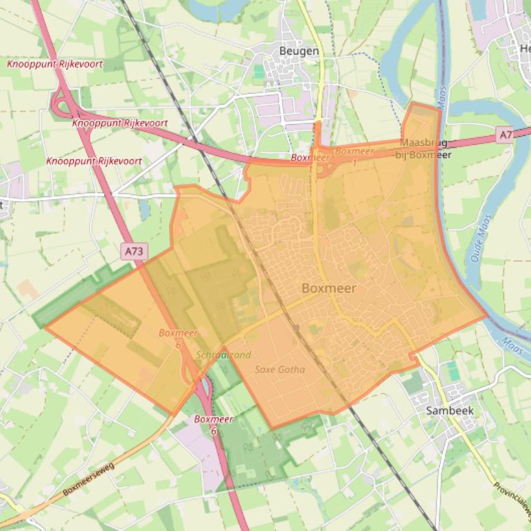 Kaart van postcodegebied 5831.