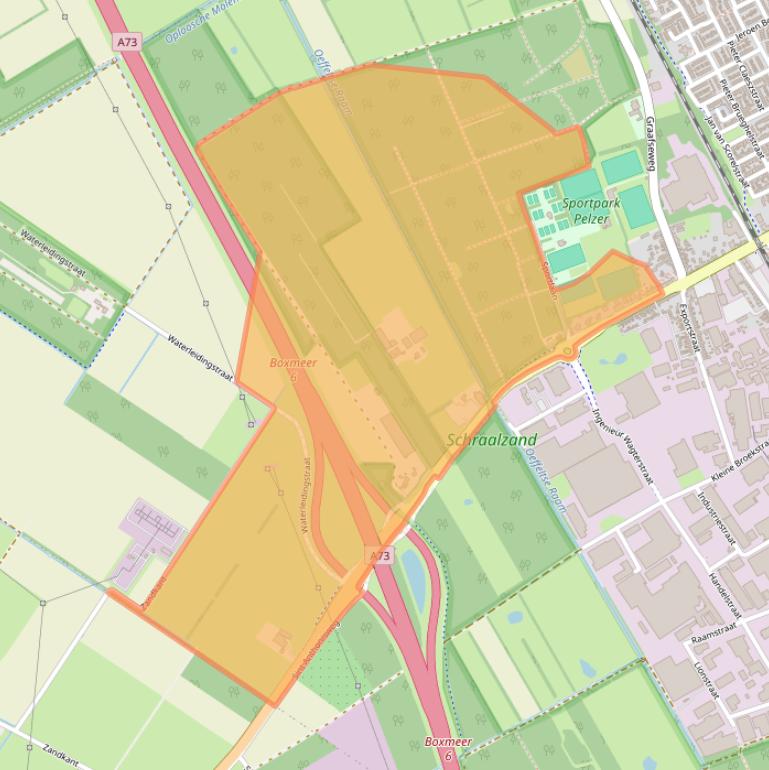 Kaart van postcodegebied 5831AD.