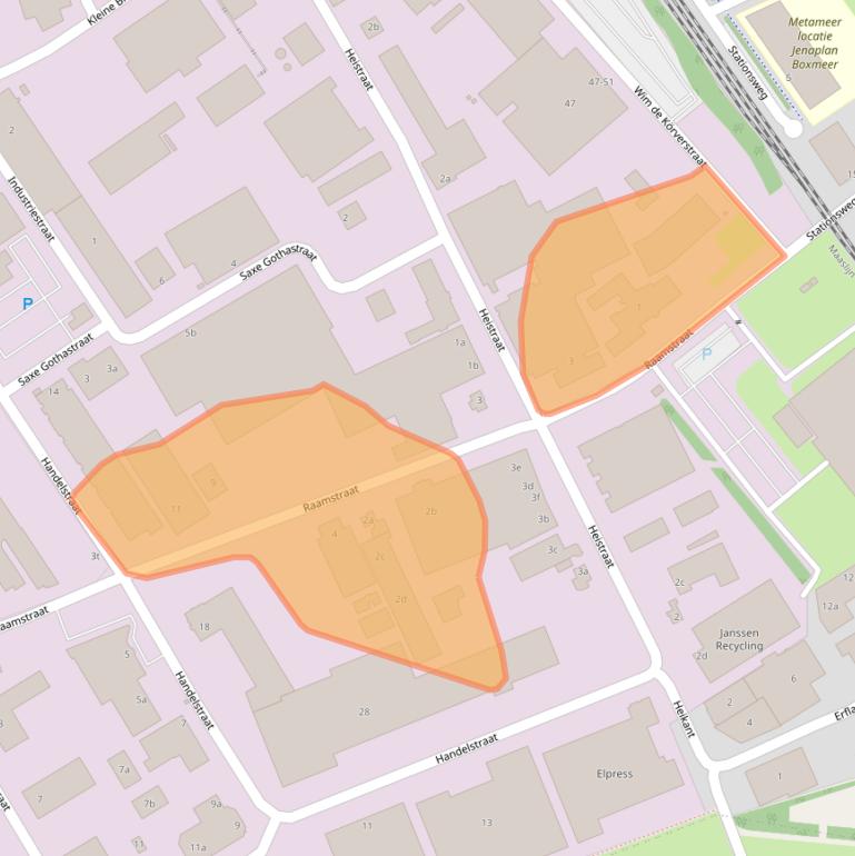 Kaart van postcodegebied 5831AT.