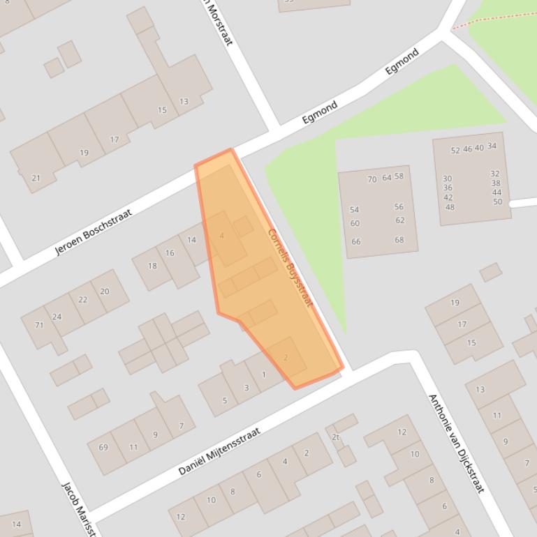 Kaart van postcodegebied 5831BM.