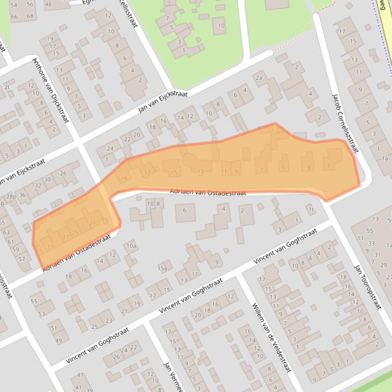 Kaart van postcodegebied 5831BR.