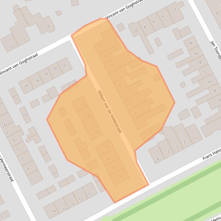 Kaart van postcodegebied 5831BW.