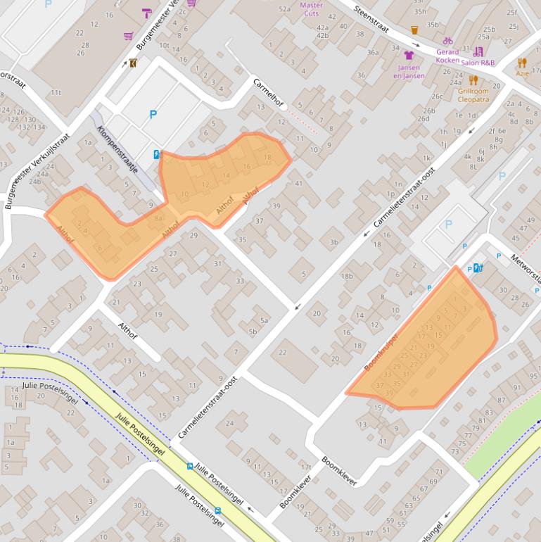 Kaart van postcodegebied 5831DX.