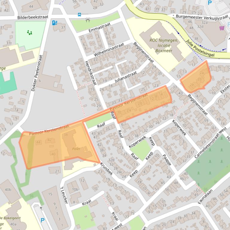 Kaart van postcodegebied 5831EW.