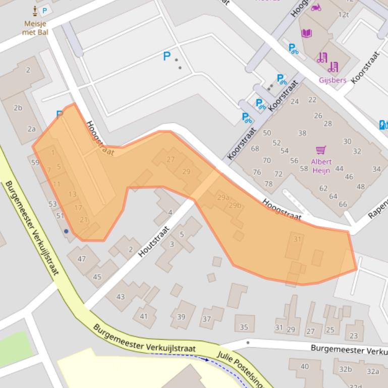 Kaart van postcodegebied 5831GE.