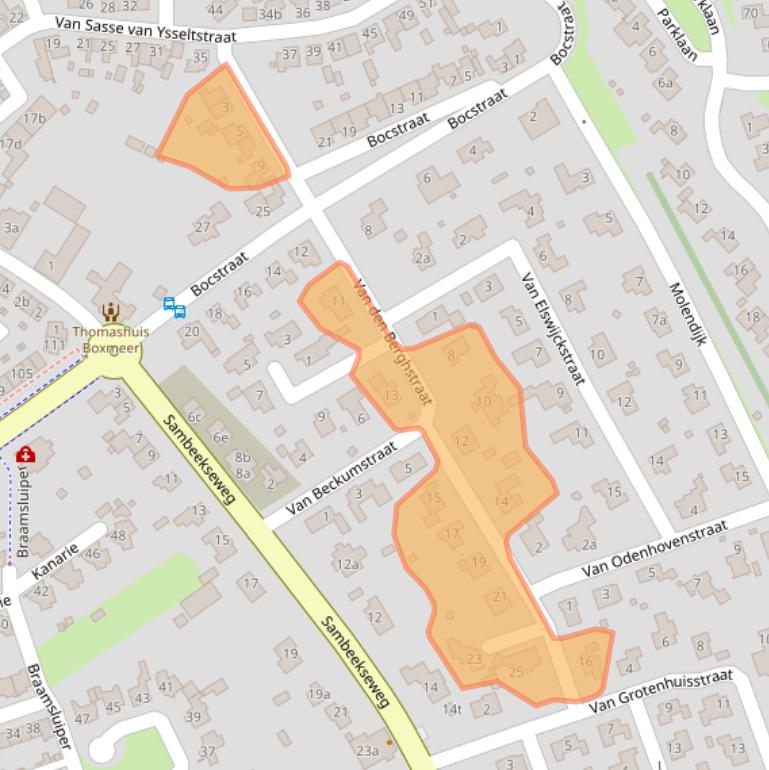 Kaart van postcodegebied 5831GP.