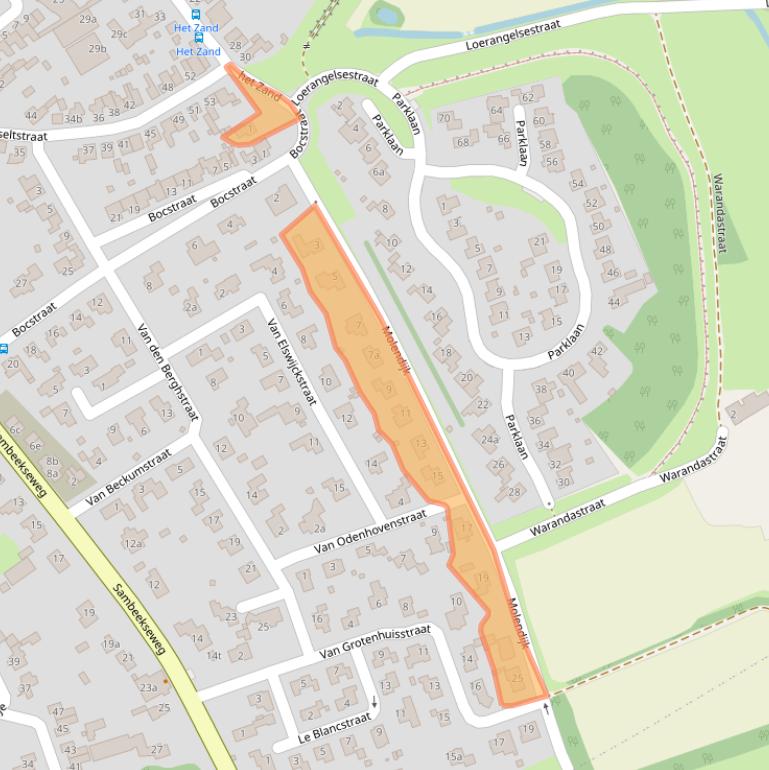Kaart van postcodegebied 5831GW.