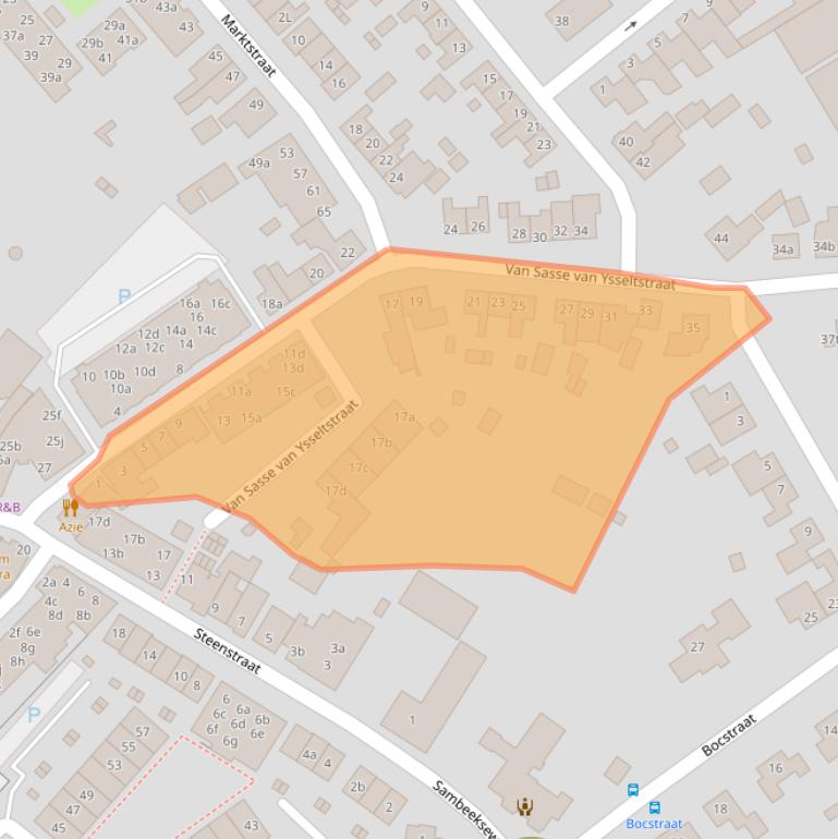 Kaart van postcodegebied 5831HB.