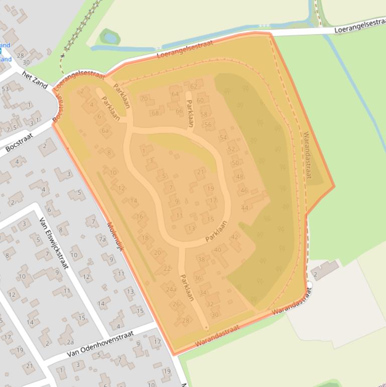 Kaart van postcodegebied 5831HW.