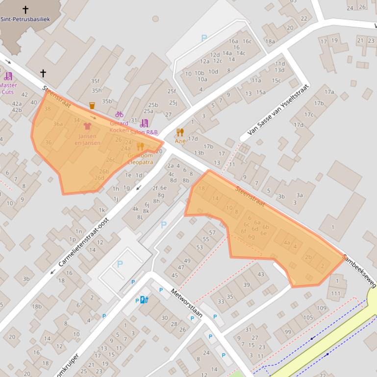 Kaart van postcodegebied 5831JE.