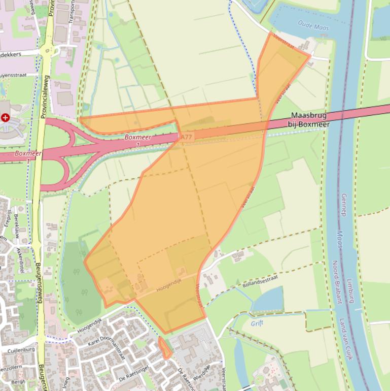 Kaart van postcodegebied 5831JR.