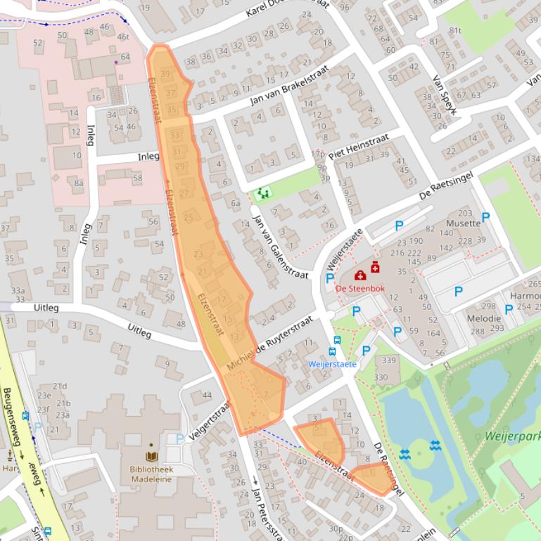 Kaart van postcodegebied 5831LH.